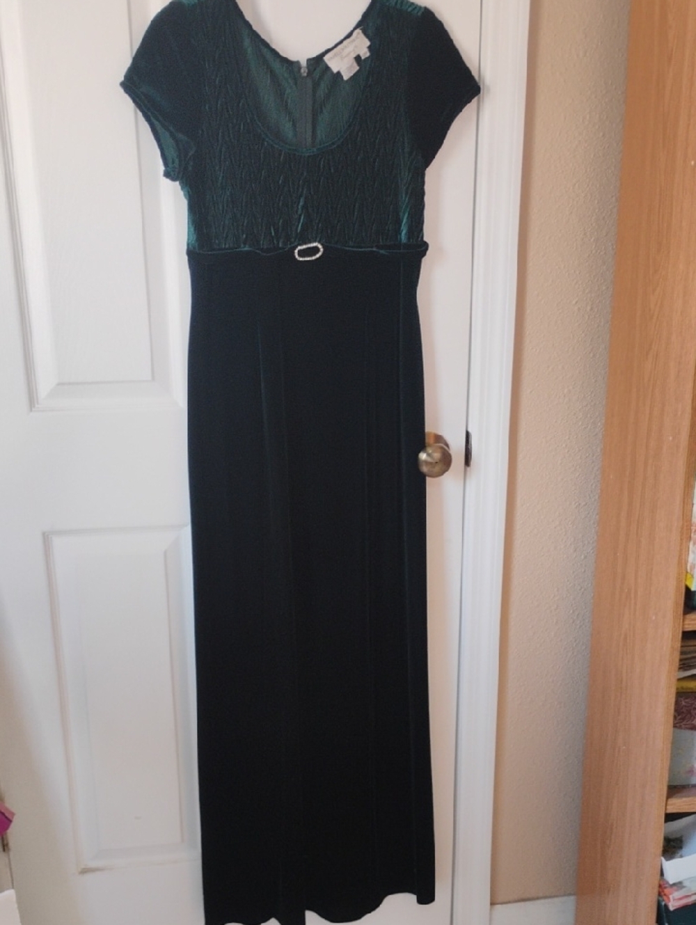 Papell Boutique Vintage Regency Whimsigoth Green/Blk Velvet Evening Gown Sz 12P